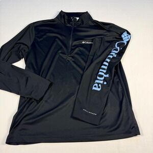 Columbia Quarter Zip Pullover Large Black Omni-Shade Sleeve Logo Active Shirt